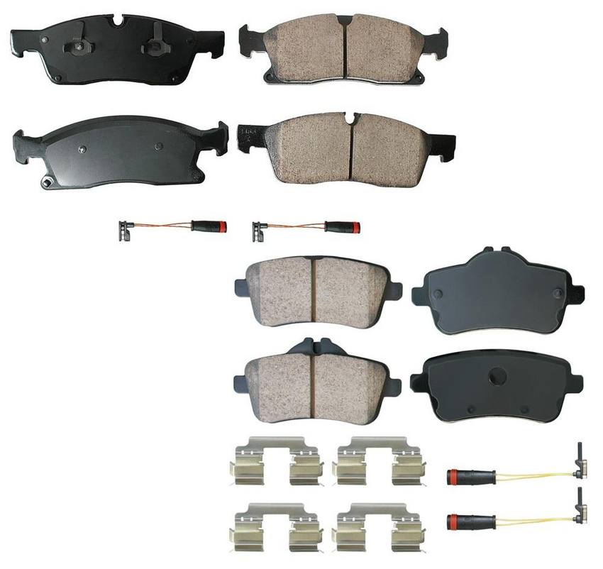 Mercedes Disc Brake Pad Set Kit - Front and Rear (Ceramic) (EURO) 0074208320 - Akebono Euro Ultra-Premium 4096976KIT